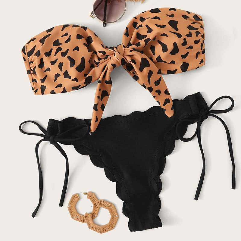 Luipaard Strapless Bikini – Sexy Lace-up Design