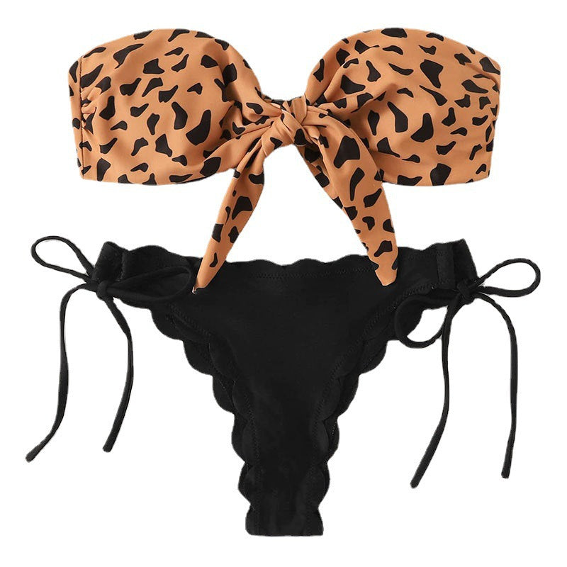 Luipaard Strapless Bikini – Sexy Lace-up Design
