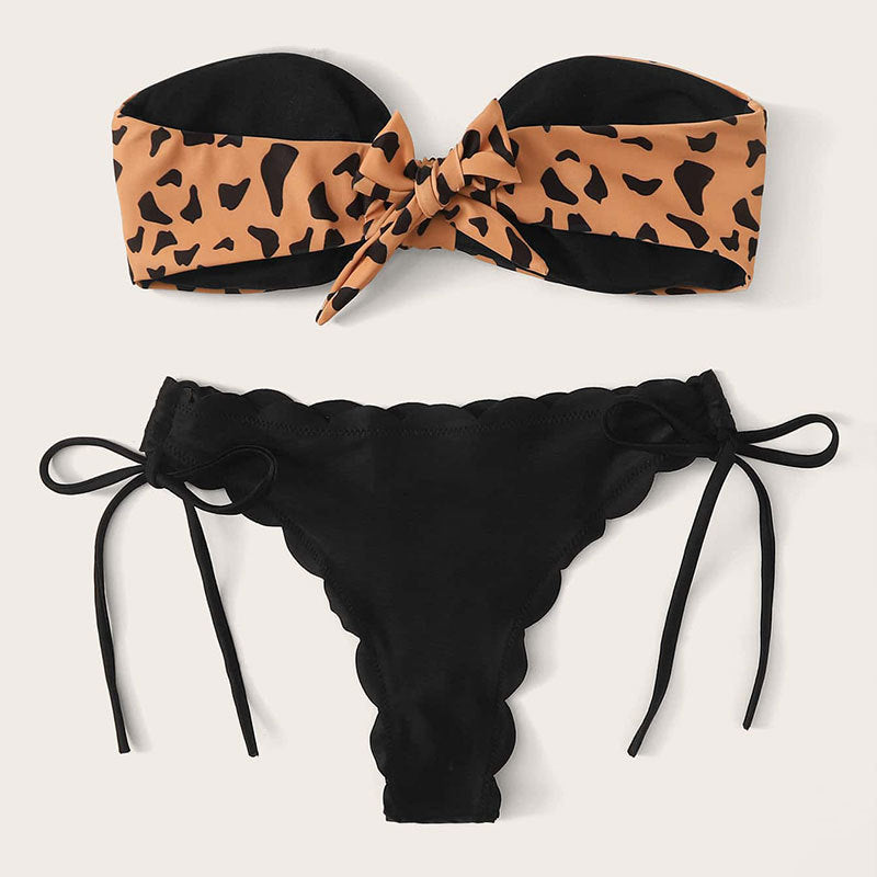 Luipaard Strapless Bikini – Sexy Lace-up Design