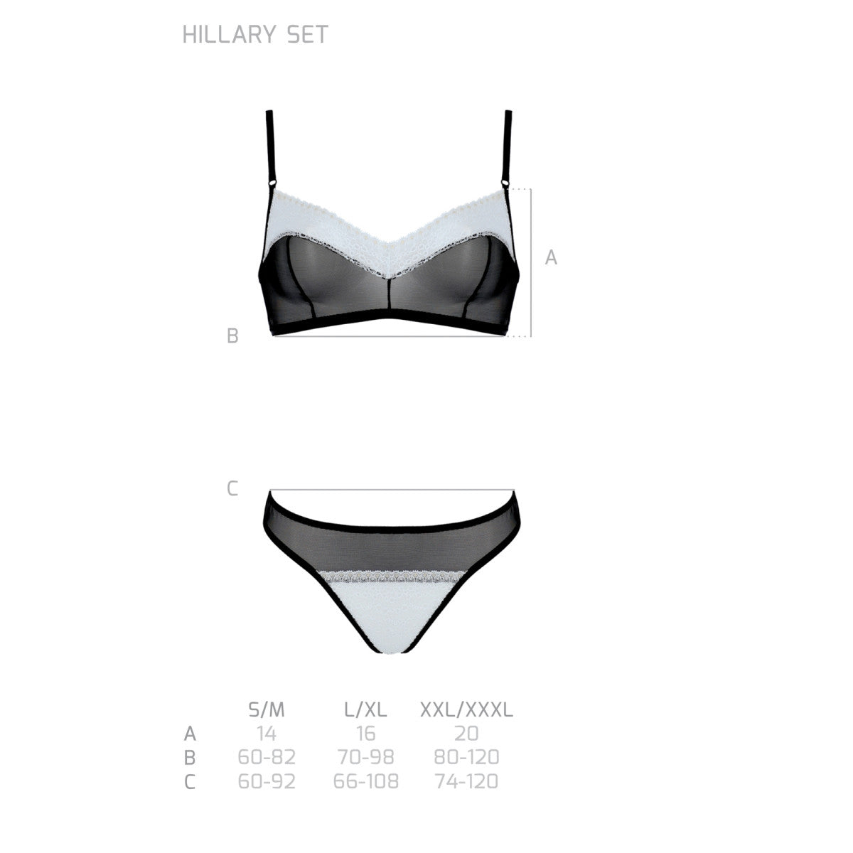 Hillary lingerieset – zwart-wit