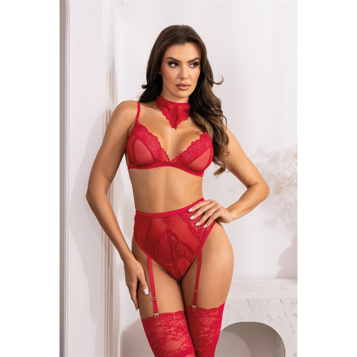 Cristalyn kanten lingerieset – kersenrood van Dare2Live – kersenrood