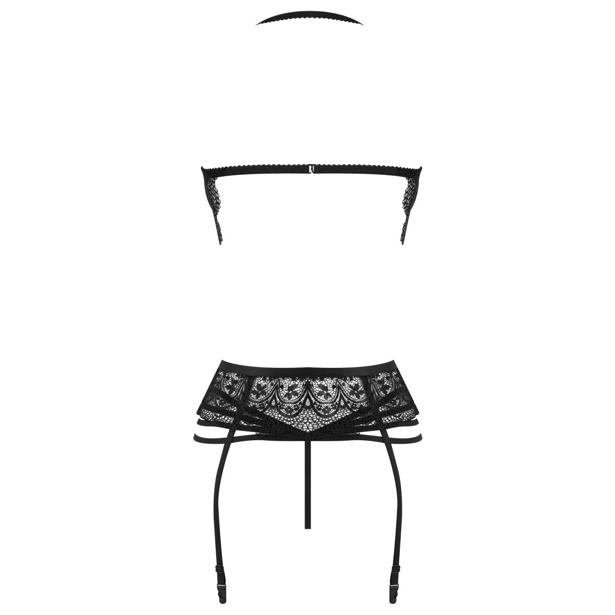 Bn lace temptation corset & thong black - Beauty Night Fashion