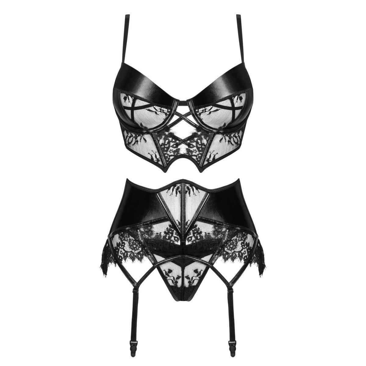 Leonela lingerieset met beugels – zwart
