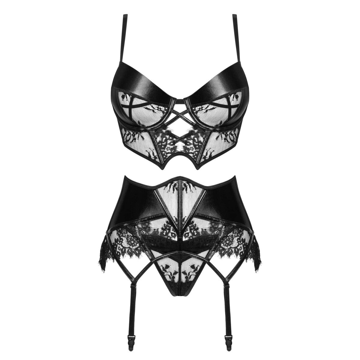 Leonela lingerieset met beugels – zwart van Dare2Live – zwart