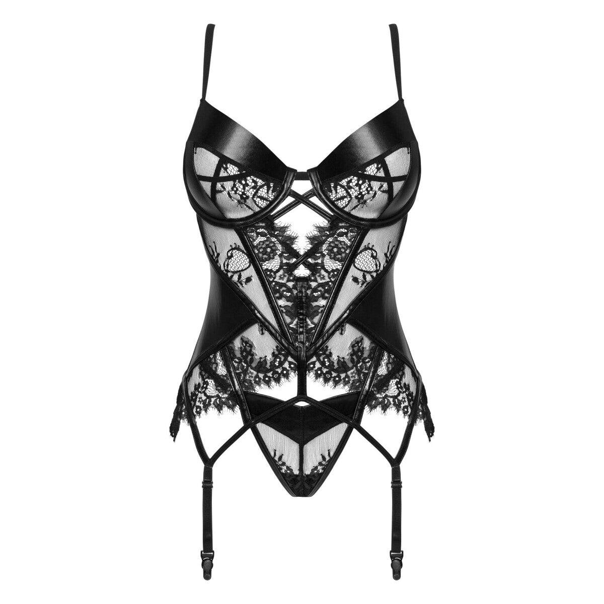 Bn leonela corset & thong black - Beauty Night Fashion