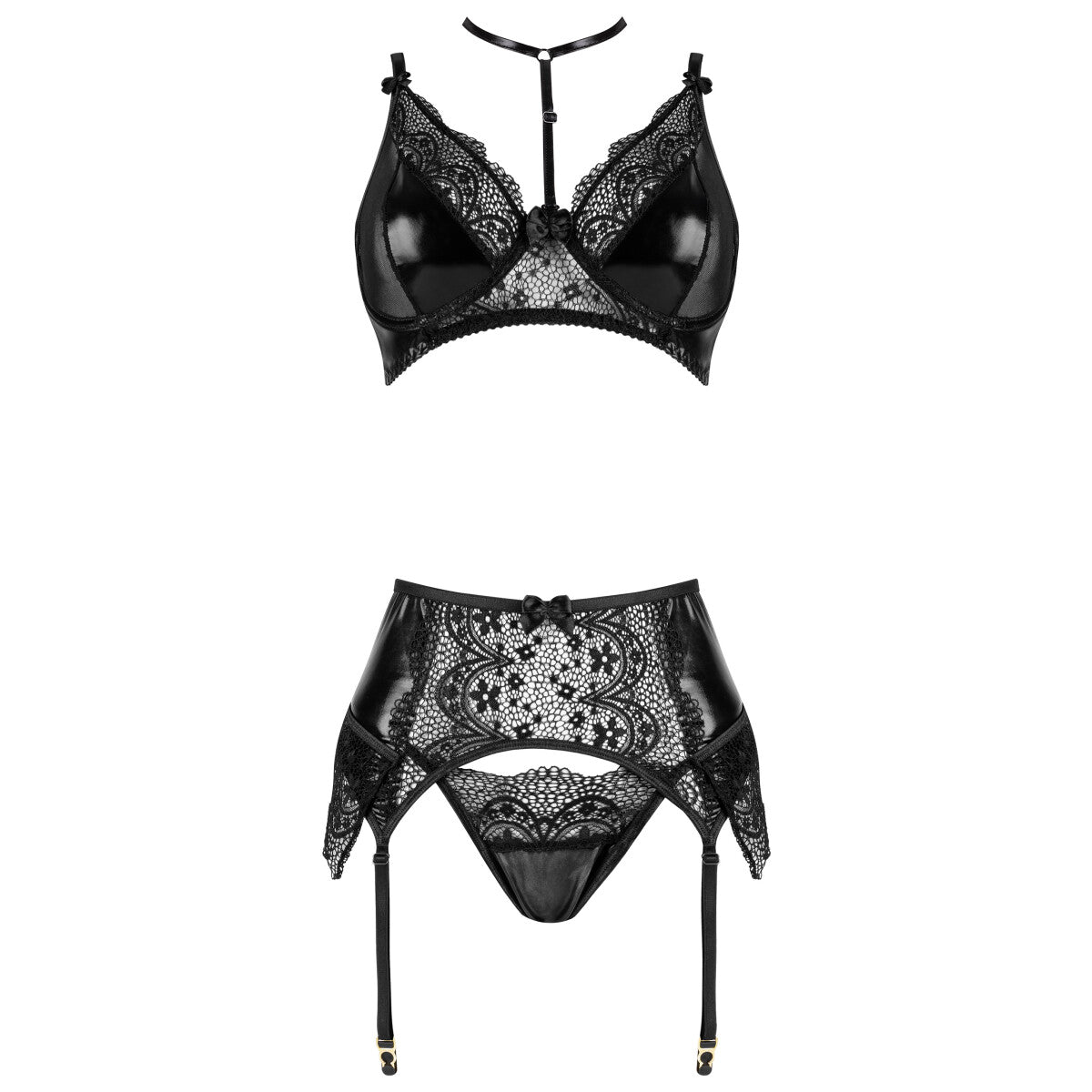 Noir bh-set wetlook – zwart