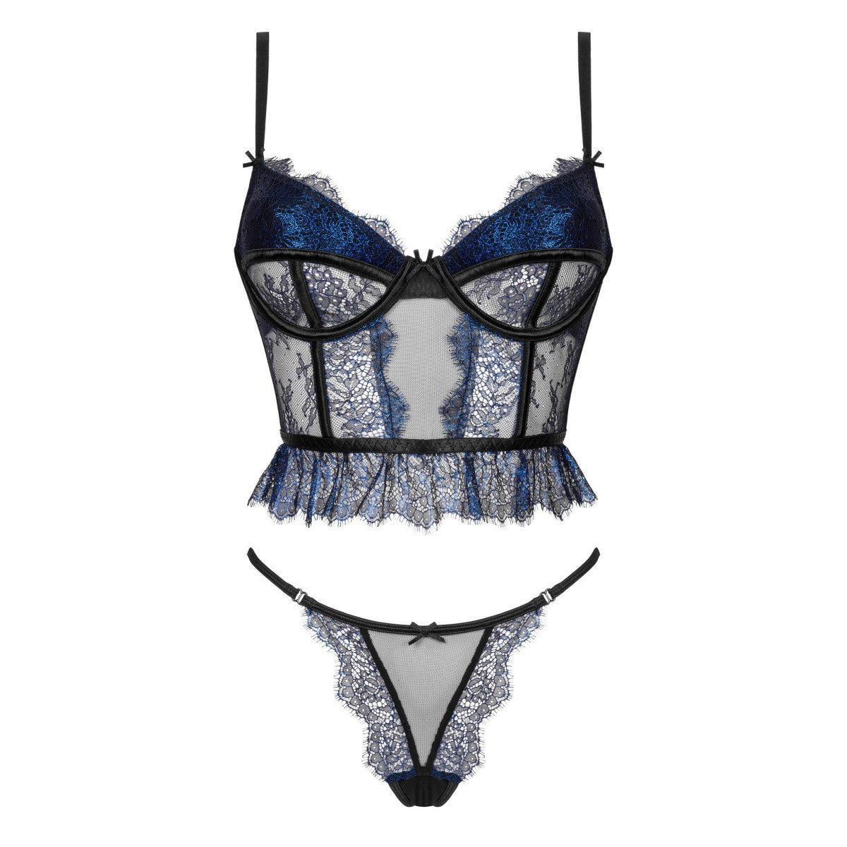 Saphira lingerieset 2-delig – blauw-zwart van Dare2Live – blauw-zwart