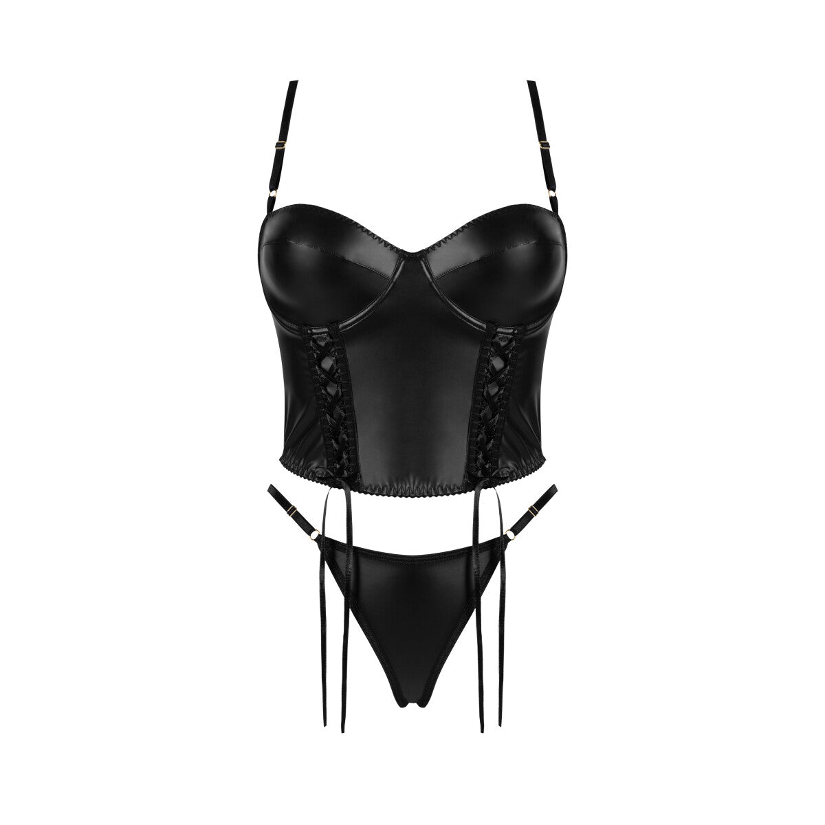 Sasha bustier wetlook – zwart