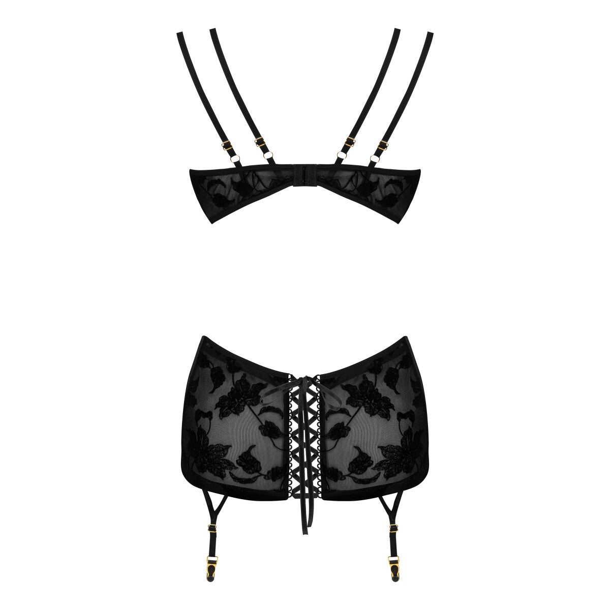 Xiomara kanten chemise – zwart