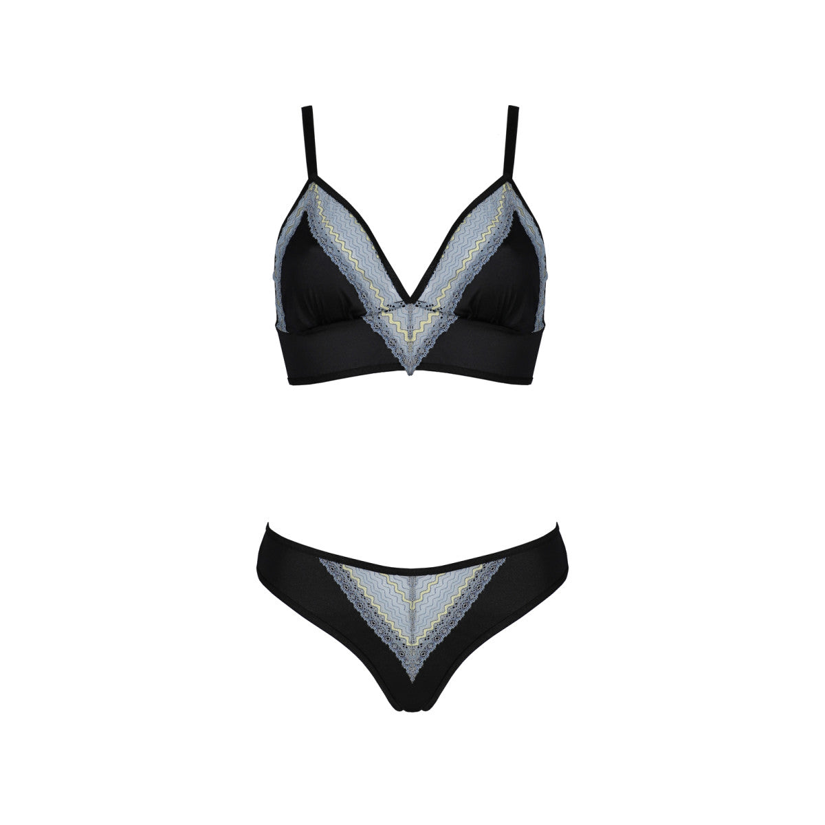 Dagia kanten slip – zwart-blauw