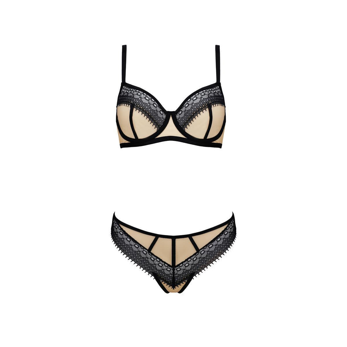 Denerys bh-set met beugels – beige-zwart – detail 2