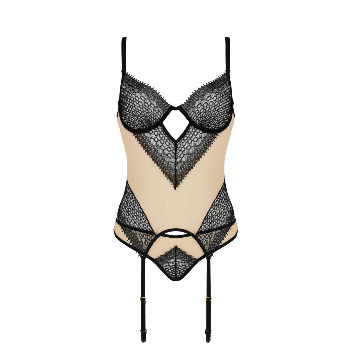 CA Denerys korset &amp; string beige-zwart