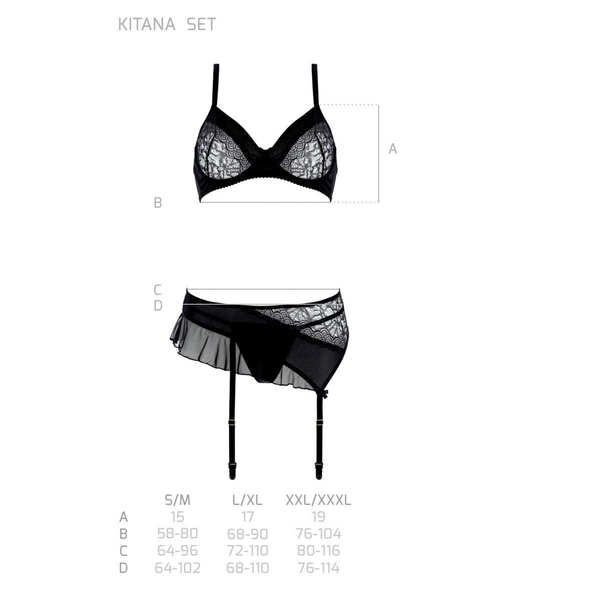Kitasana lingerieset – zwart-paars