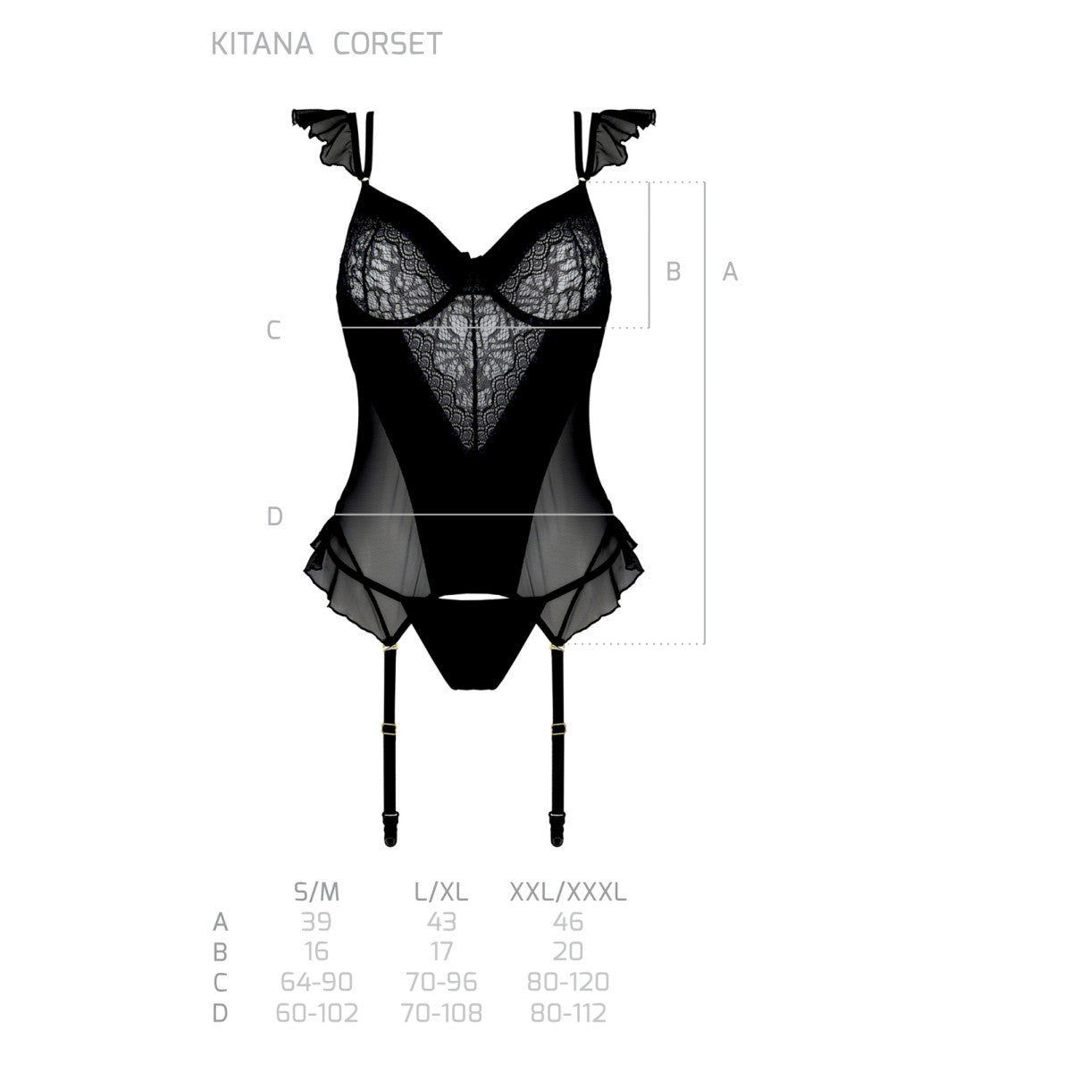 CA Kitasana korset &amp; string zwart-paars