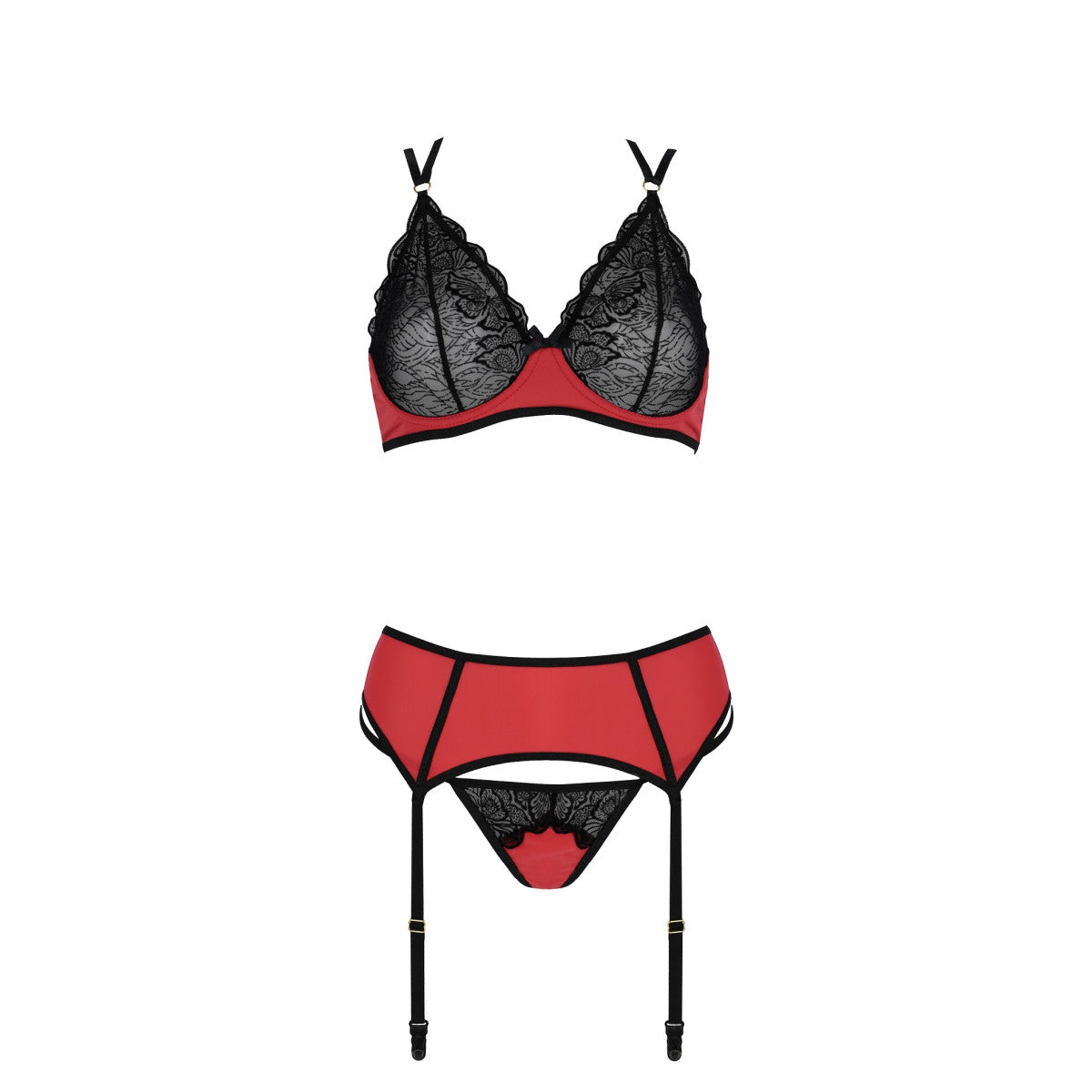 Magnolia lingerieset 3-delig – rood-zwart