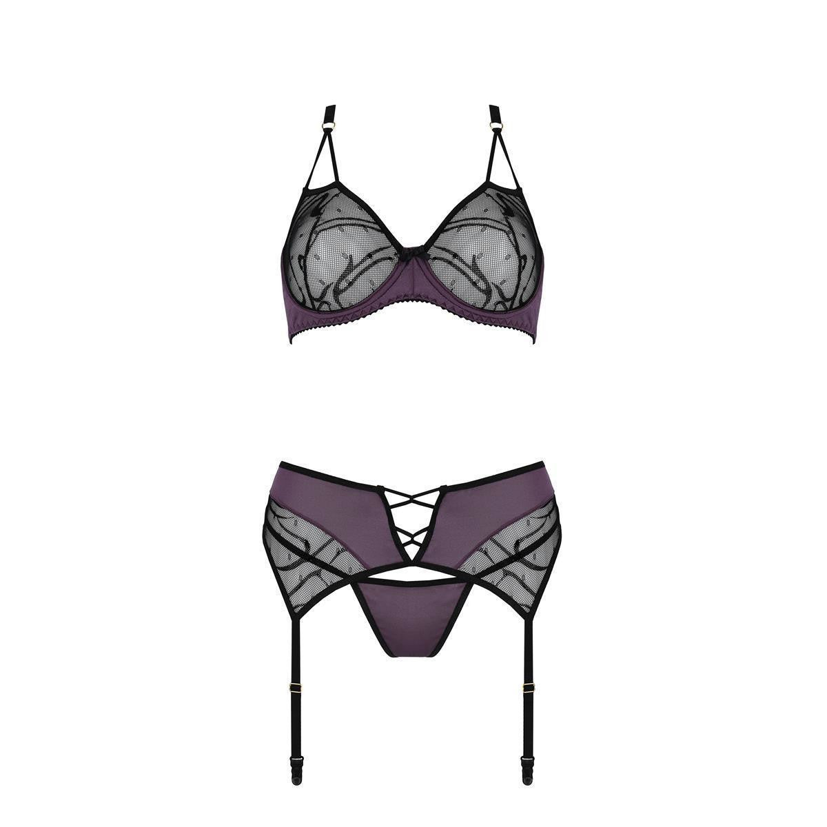 Marietta kanten lingerieset – zwart-paars van Dare2Live – zwart-paars