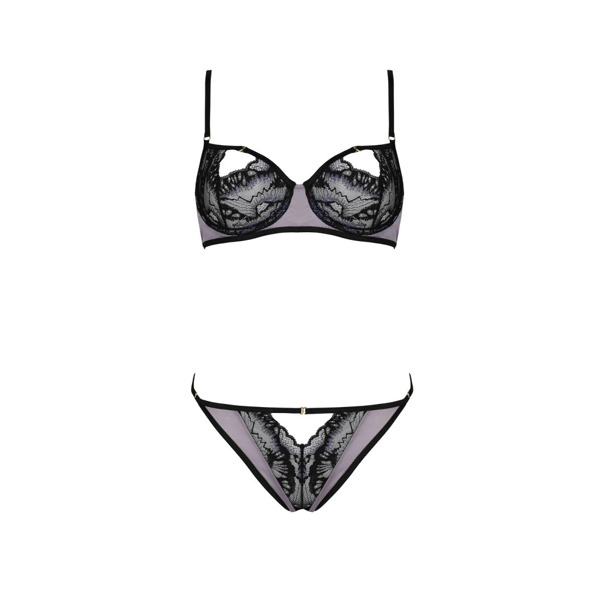 Megumi kanten bh-set – zwart-paars