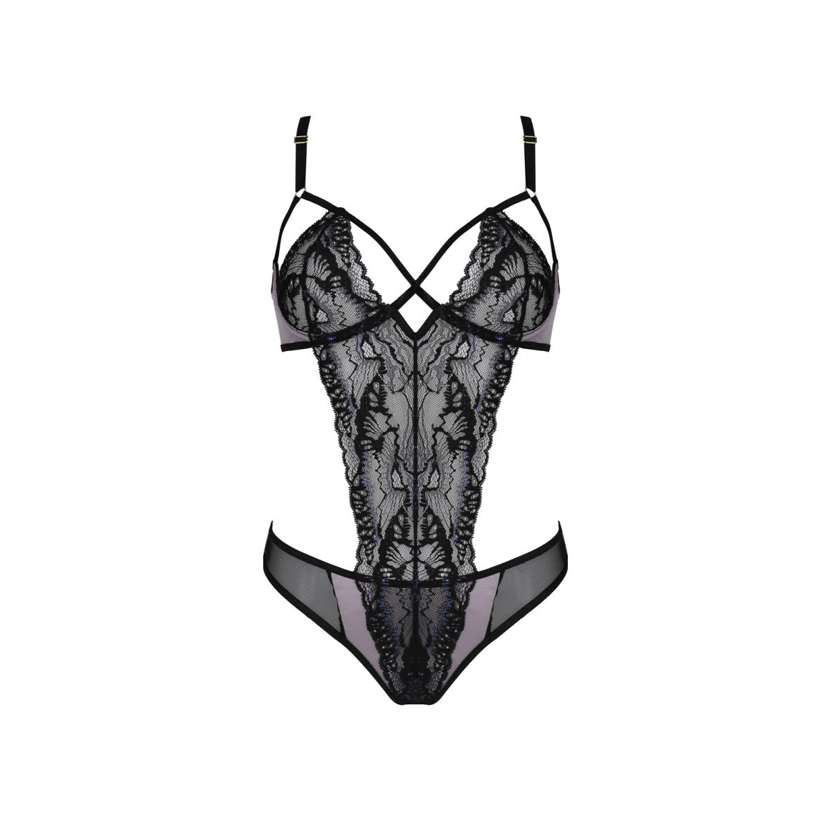 Megumi kanten body – zwart-paars