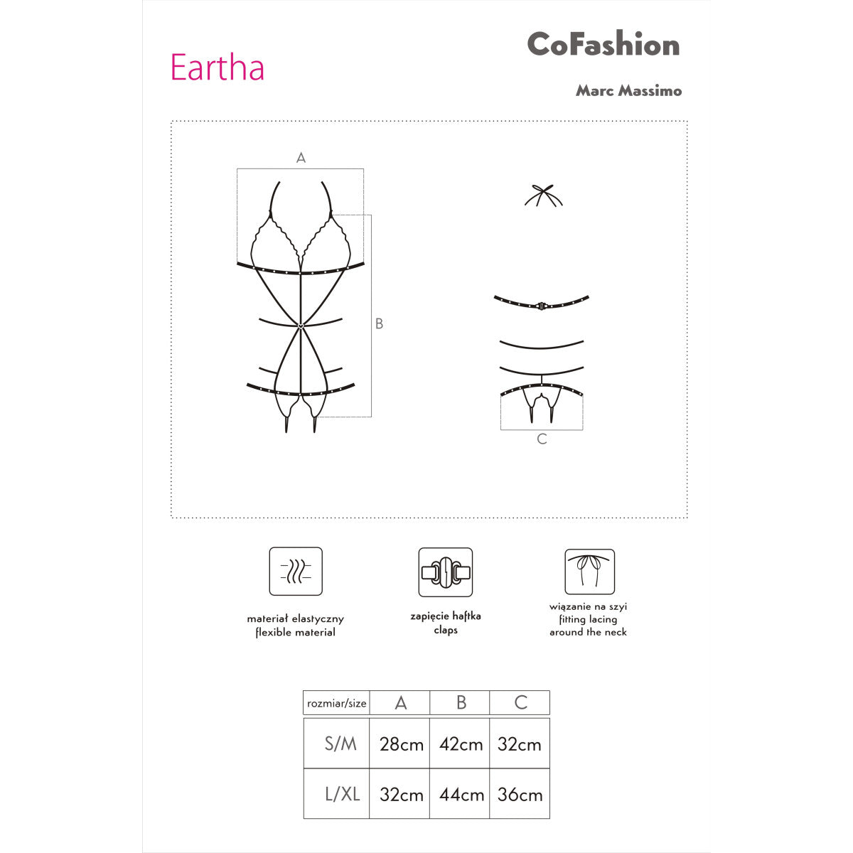 Eartha body met open kruis – zwart