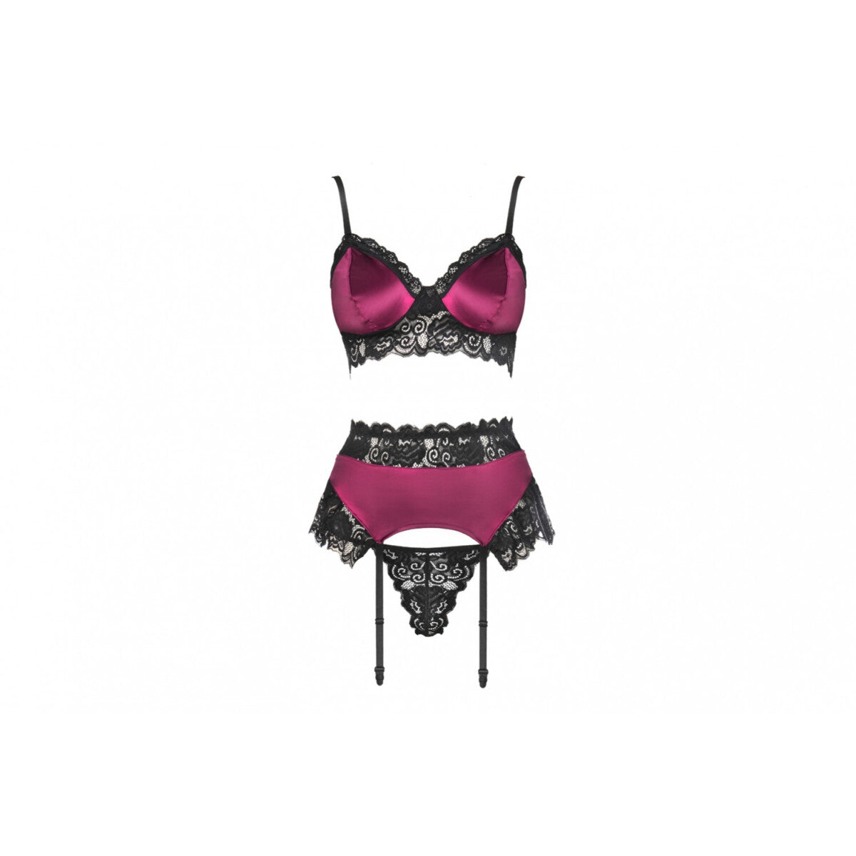 Lc randy 3pcs set burgunder-black - CoFashion Lingerie