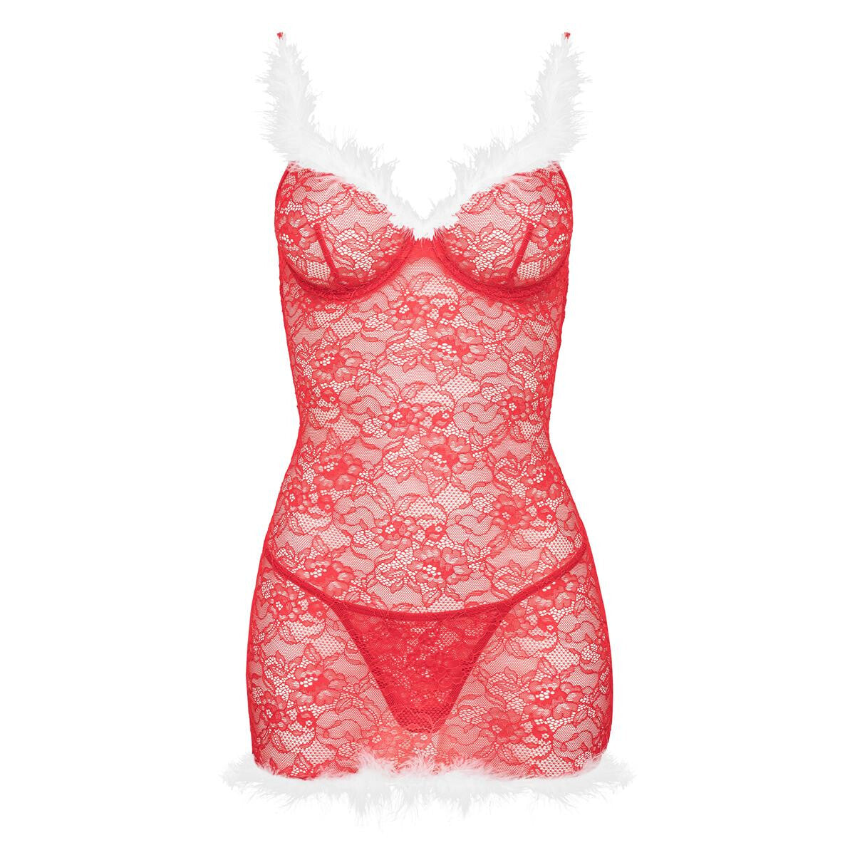 Ko kristinella babydoll & thong red-white - Kotek