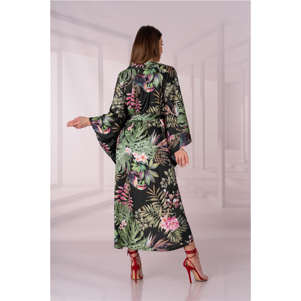 Atenna kimono – zwart-groen – detail 3