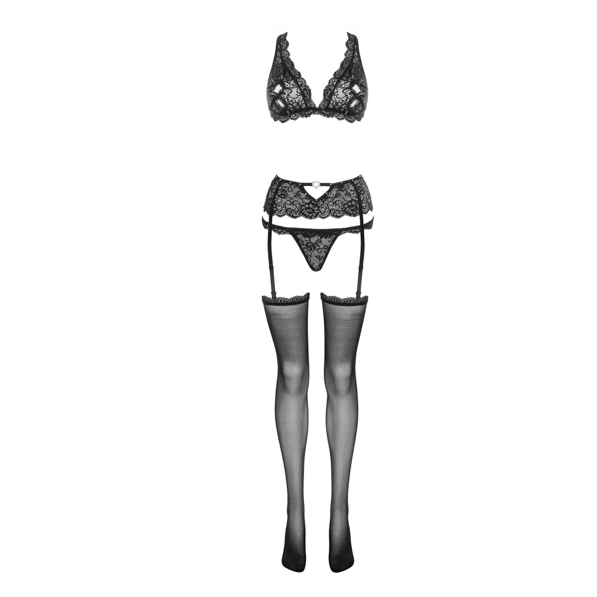 Lc esmenna 4pcs set with garter belt and stockings black - LivCo Corsetti Fashion