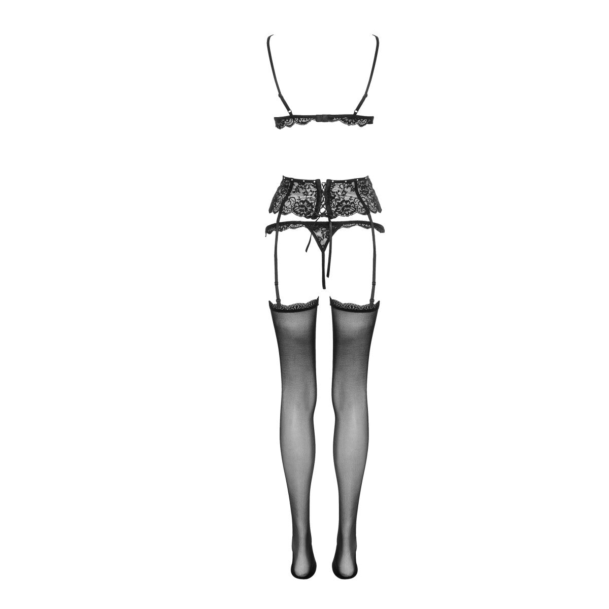 Lc esmenna 4pcs set with garter belt and stockings black - LivCo Corsetti Fashion