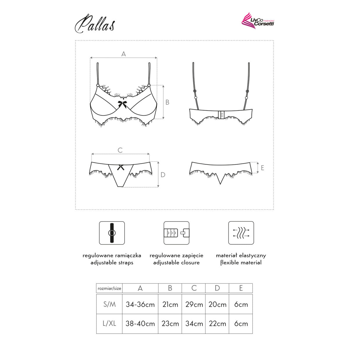 Pallas kanten bh-set – zwart