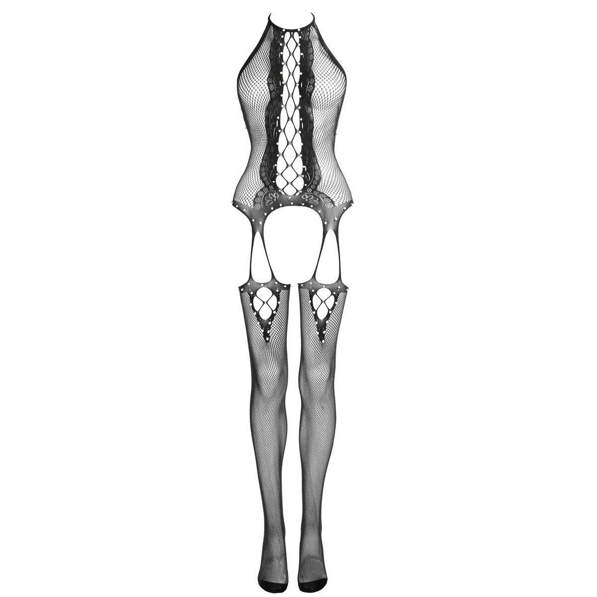 Pirvina bodystocking met open kruis – zwart – detail 2