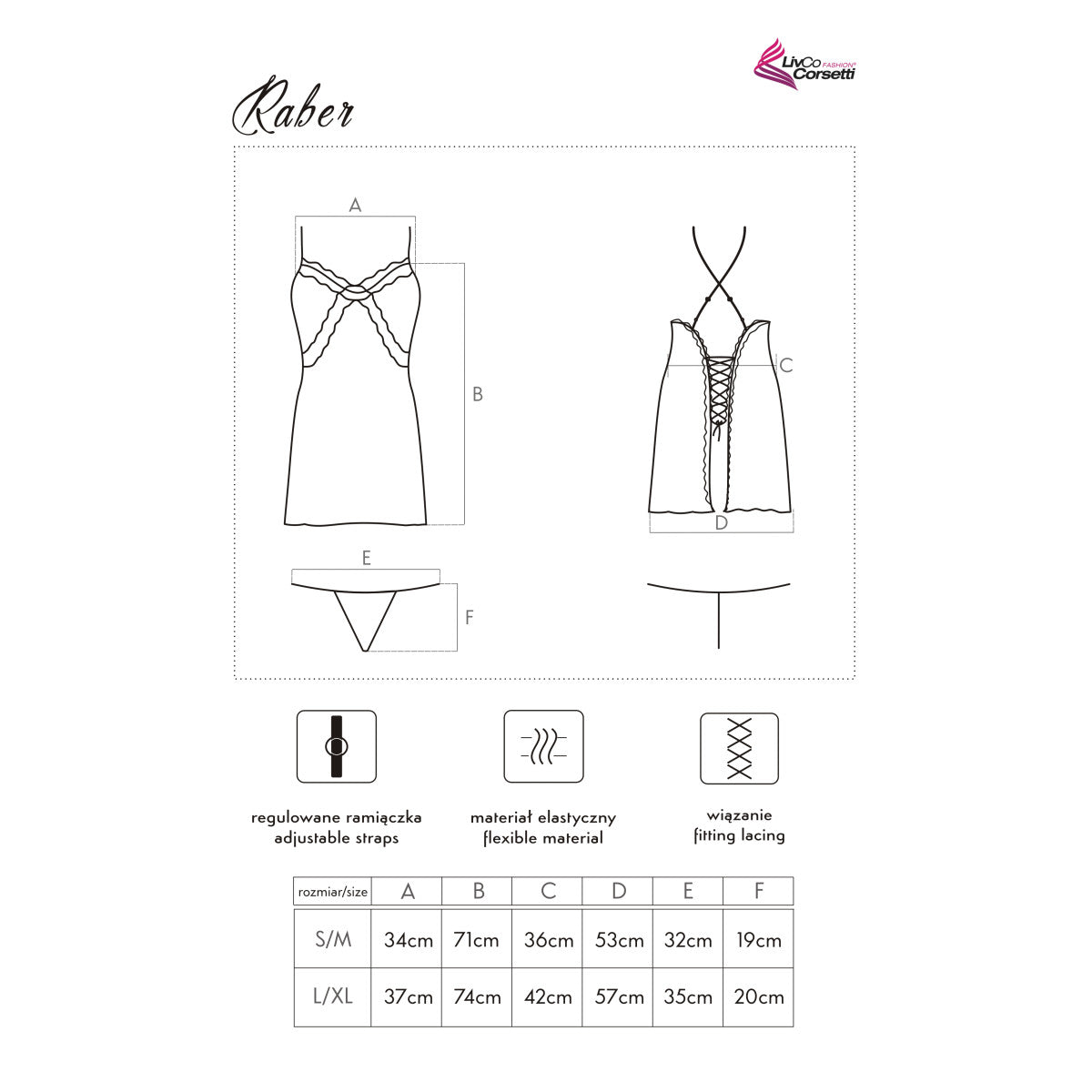 LC Raber chemise & thong coffee