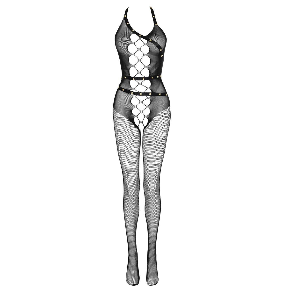 Sacnite bodystocking met open kruis – zwart – detail 2