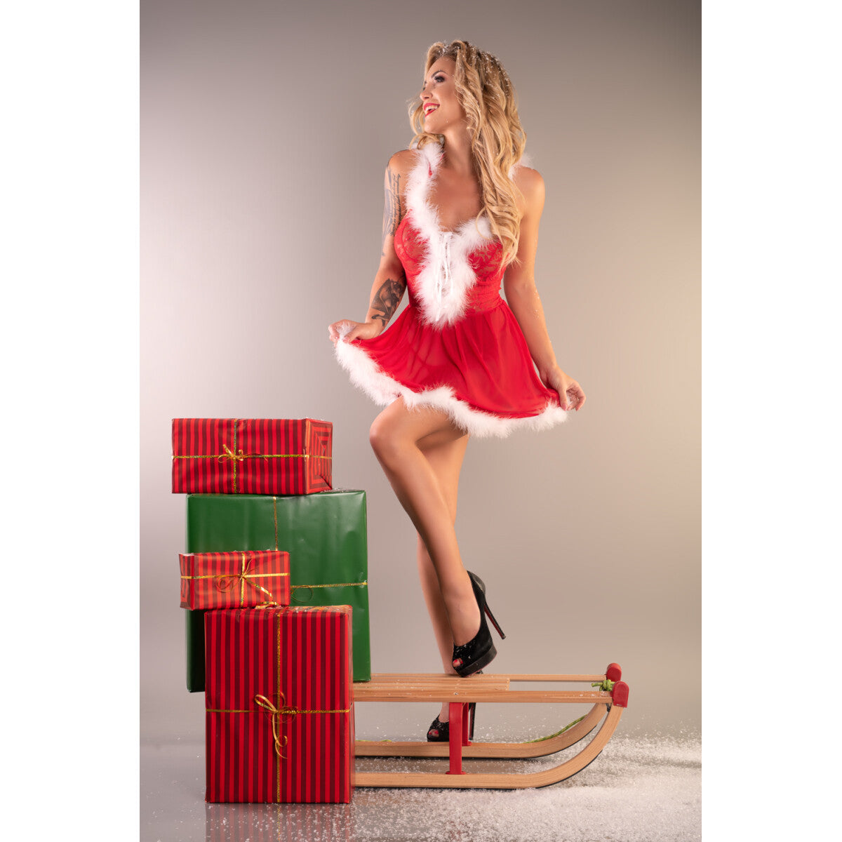 Lc snowflake babydoll red - LivCo Corsetti Fashion