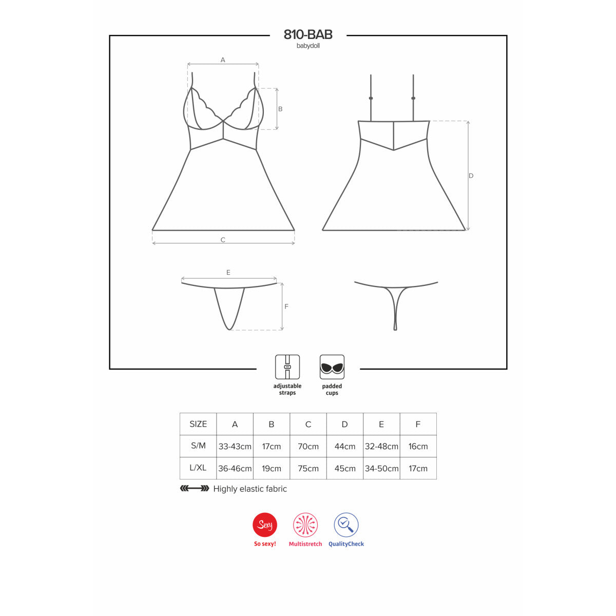 OB 810-BAB-2 babydoll & thong white