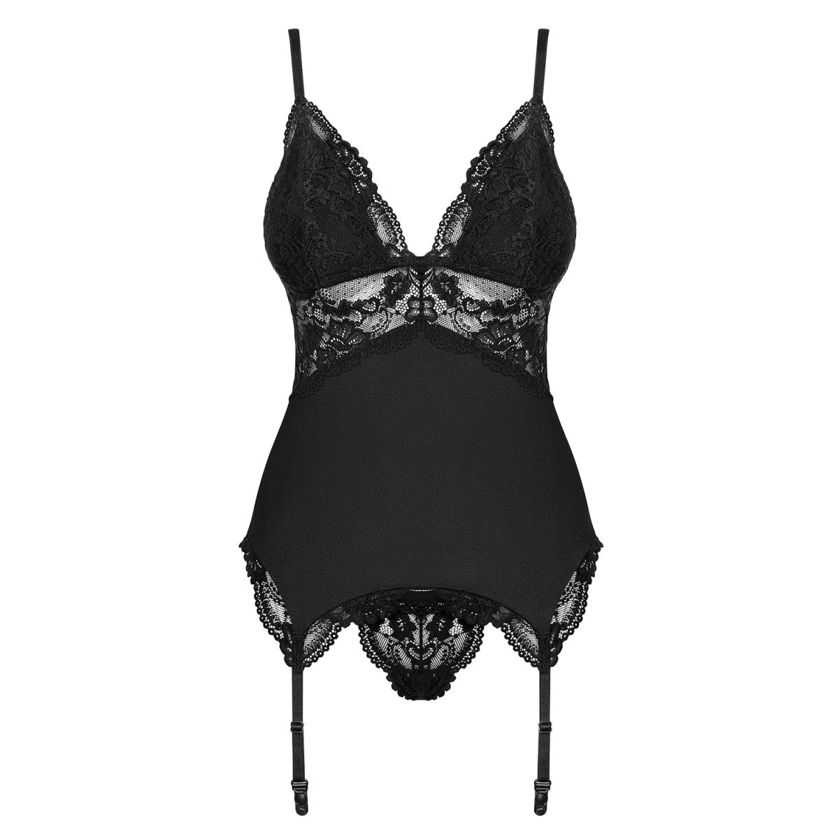 Ob 810-cor-1 corset & thong black - Obsessive