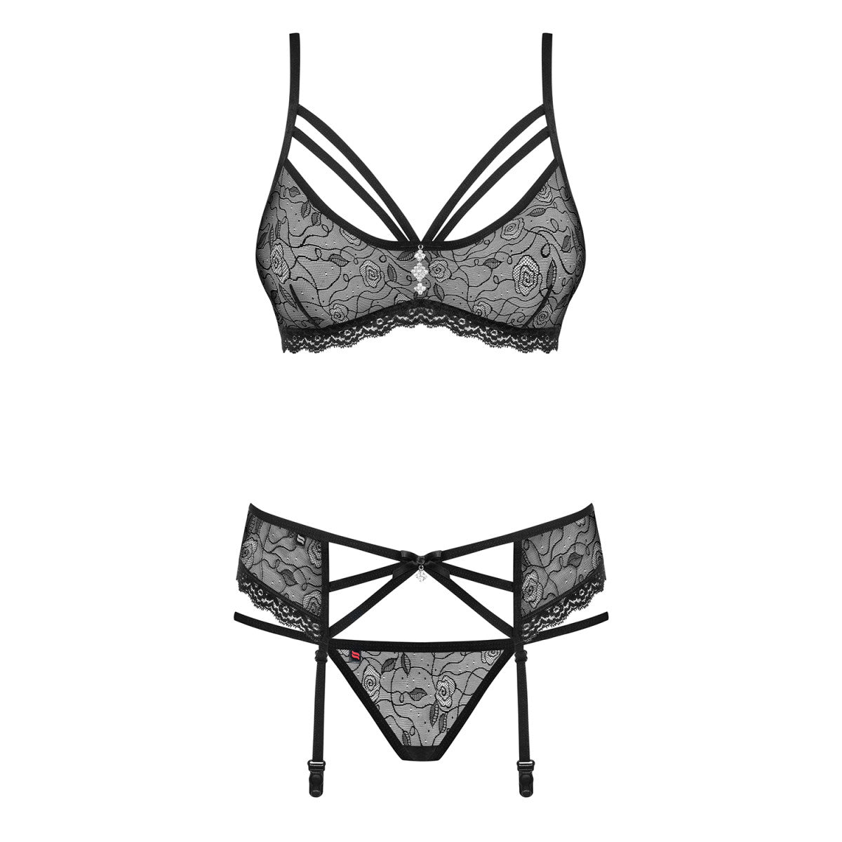 818-SEG-1 lingerieset 3-delig – zwart