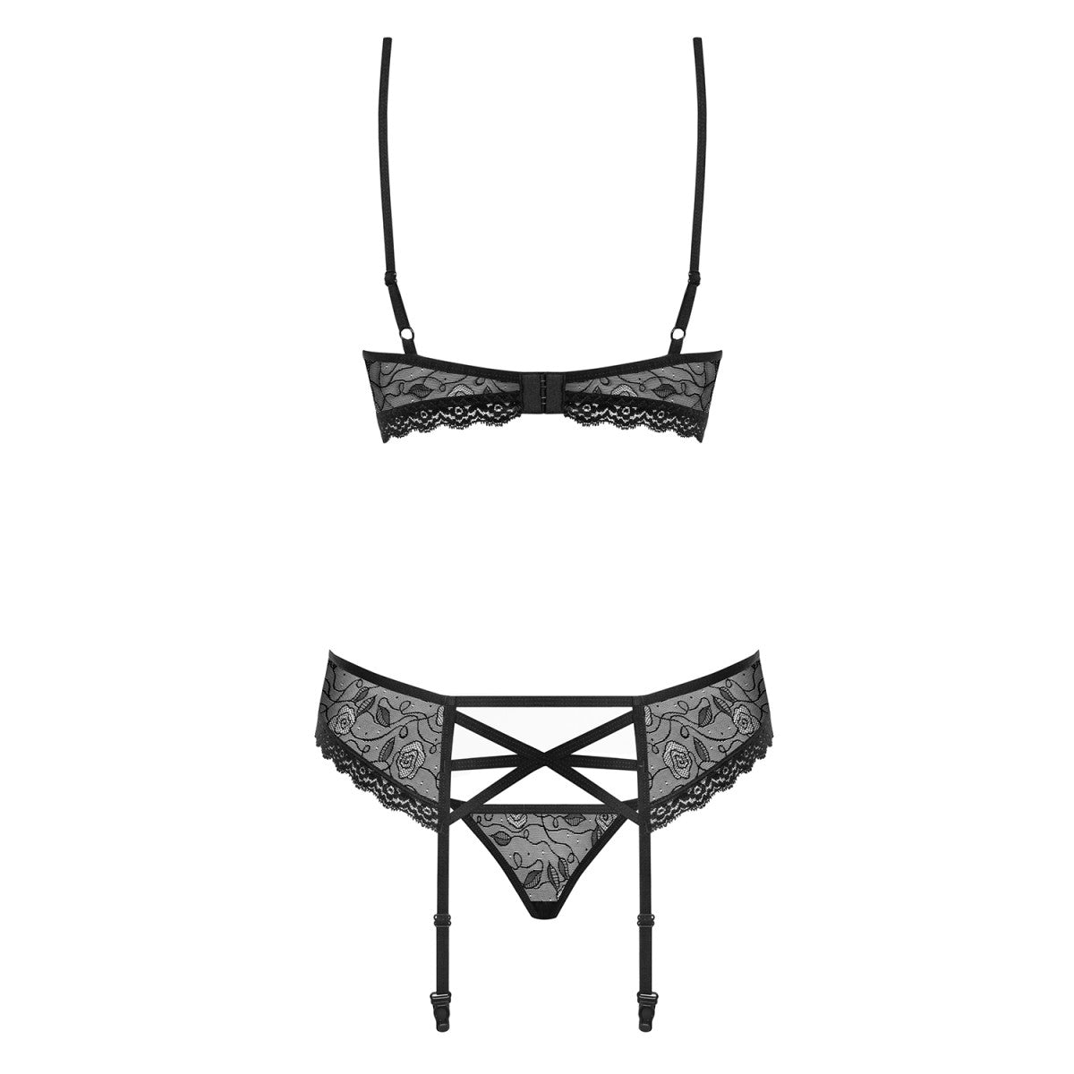 818-SEG-1 lingerieset 3-delig – zwart van Dare2Live – zwart