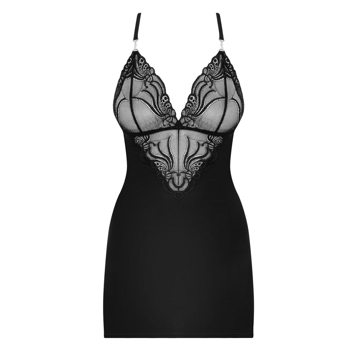 828-CHE-1 kanten babydoll – zwart