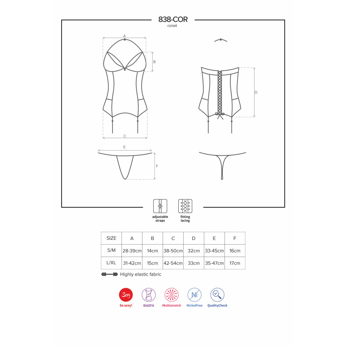 OB 838-COR-3 corset & thong red