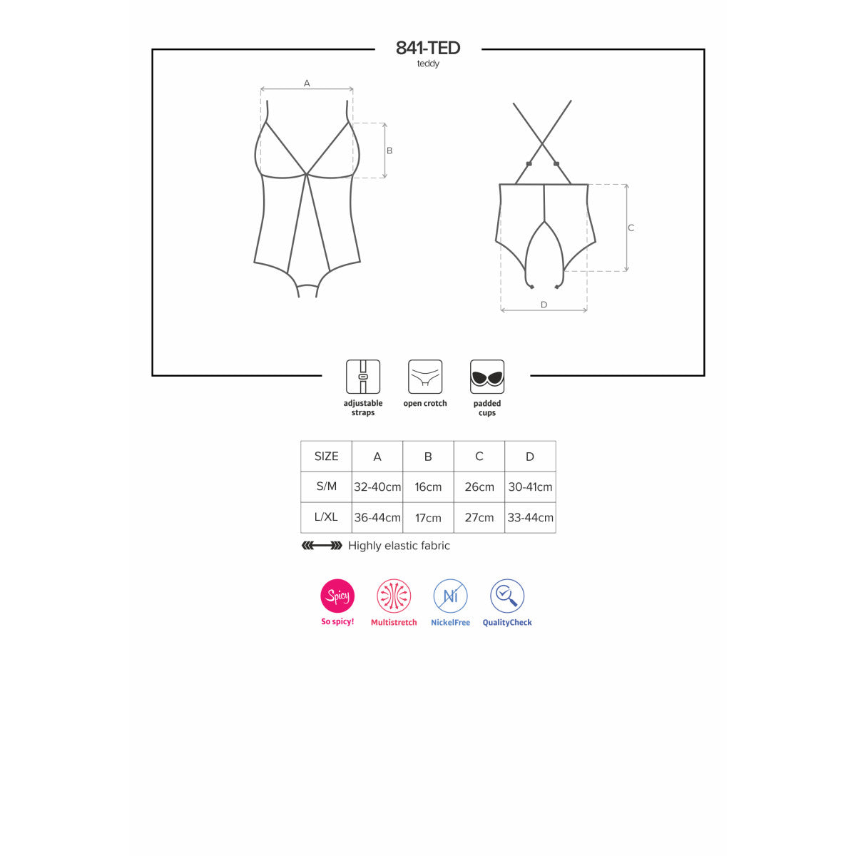 841-TED-1 body met open kruis – zwart