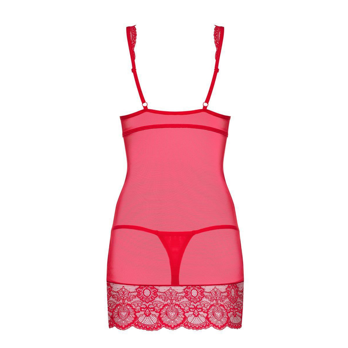 Ob 853-che-3 chemise & thong red - Obsessive