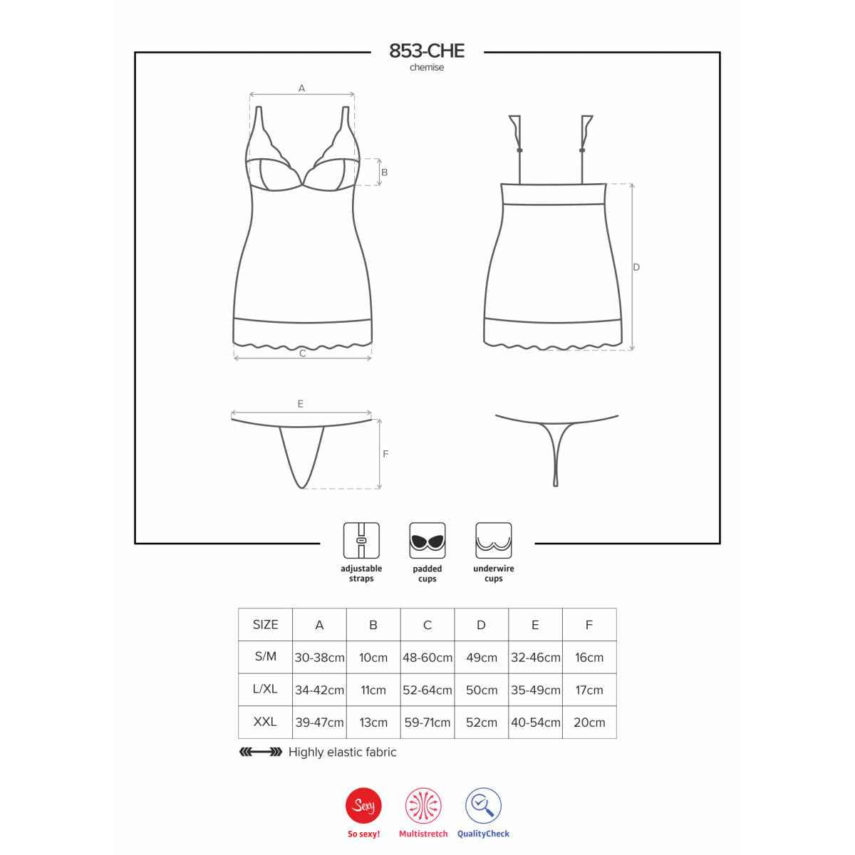 OB 853-CHE-3 chemise & thong red