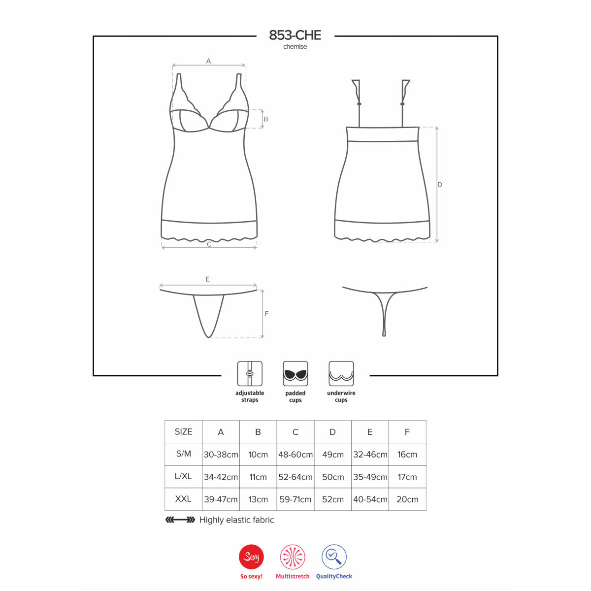 Ob 853-che-3 chemise & thong red - Obsessive