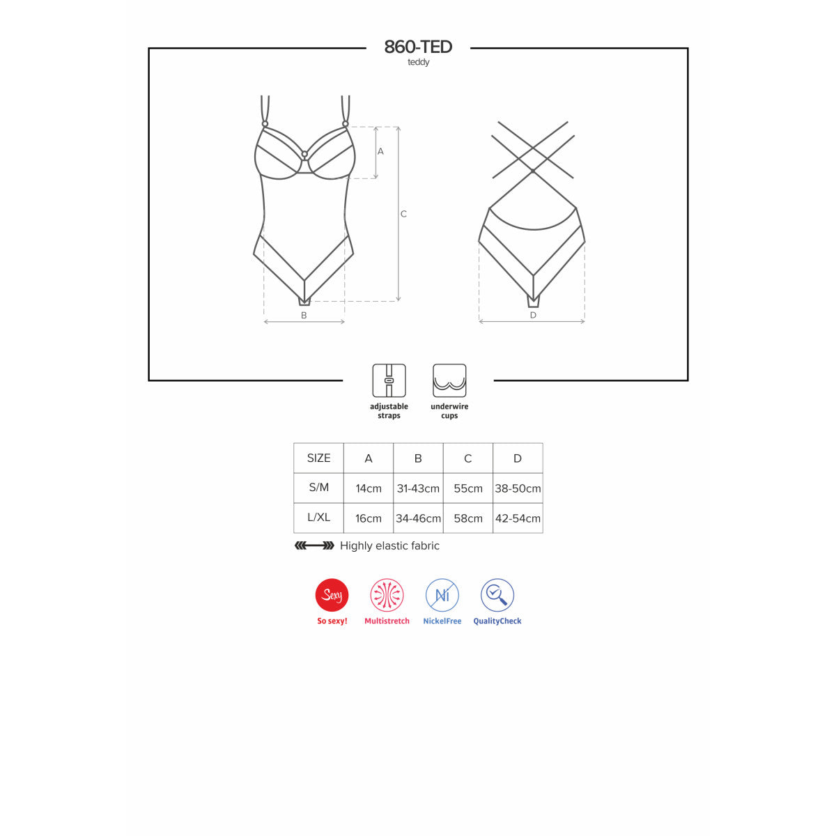 860-TED-1 kanten body – zwart