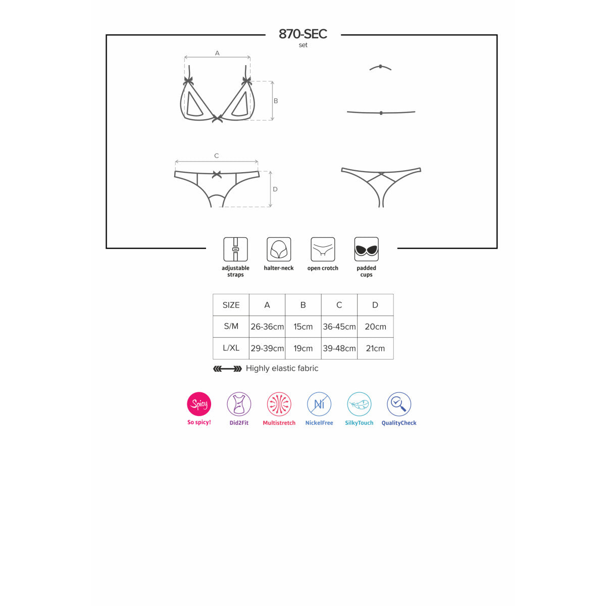 Ob 870-sec-3 2 pcs set with open bra - Obsessive