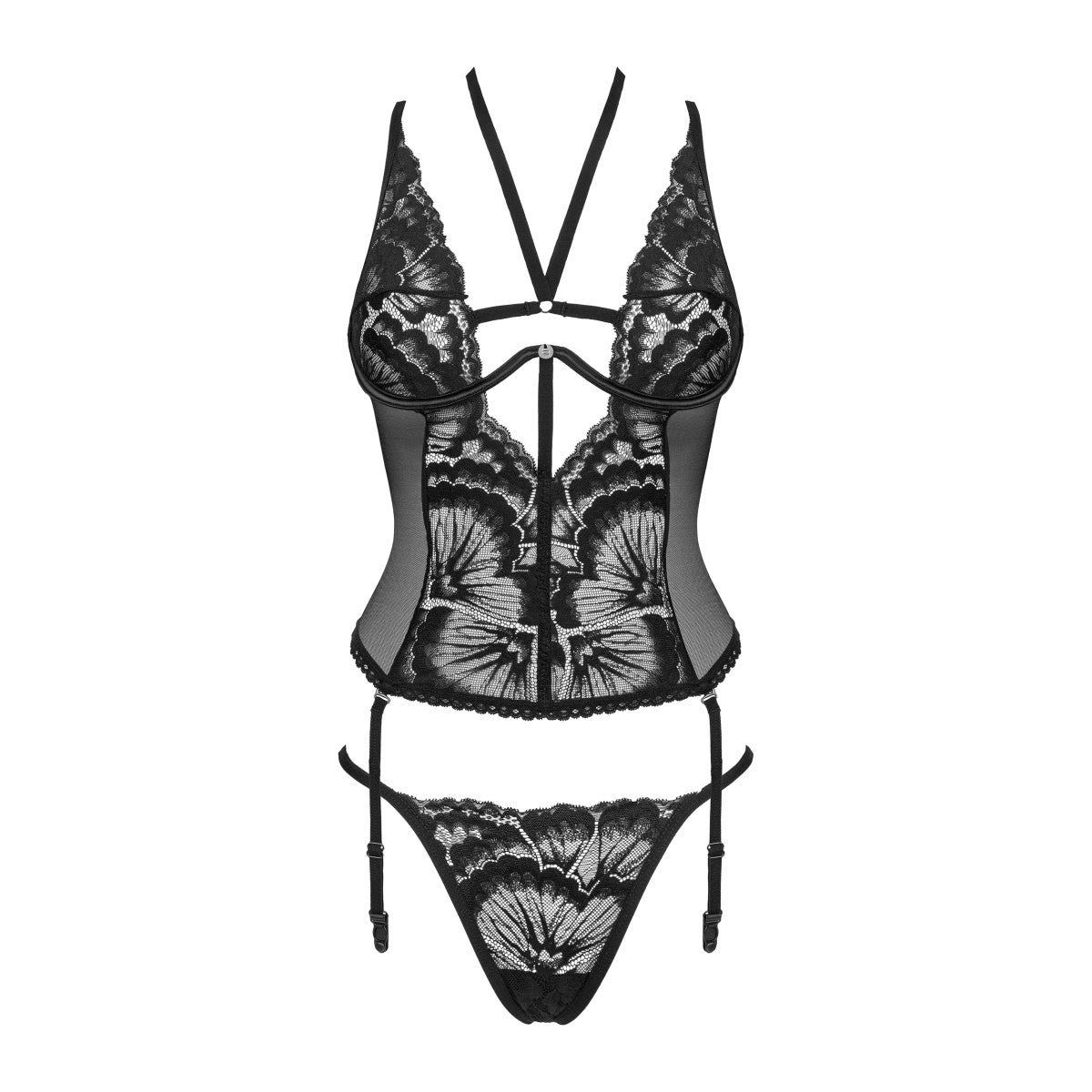 Ob alessya corset & thong black - Obsessive