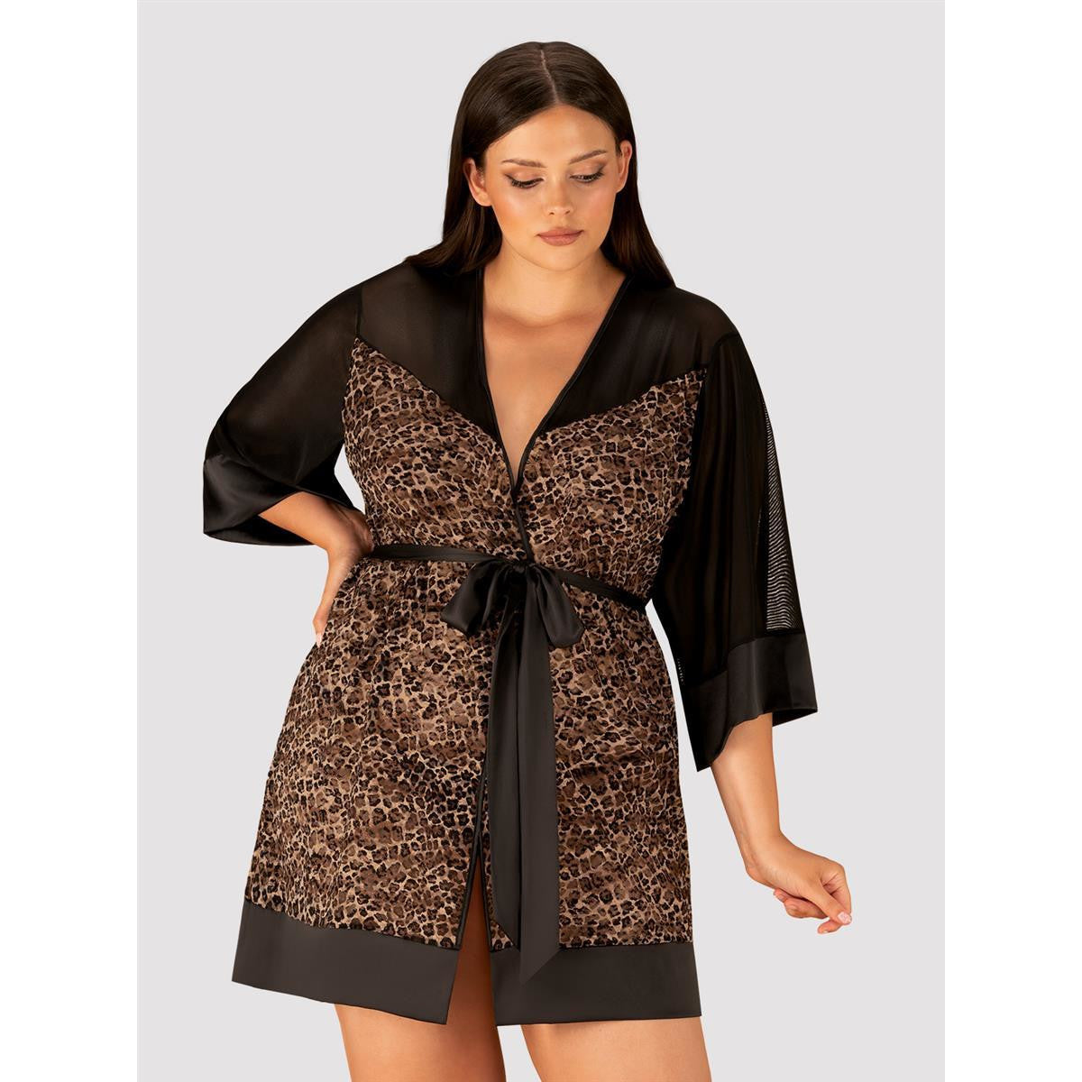 Ob allunes peignoir black-leo size plus - Obsessive