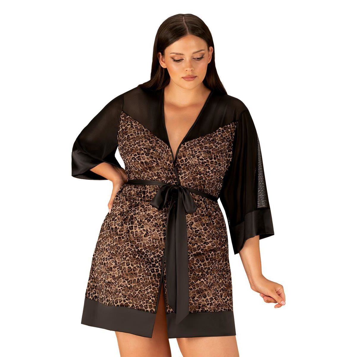 Ob allunes peignoir black-leo size plus - Obsessive