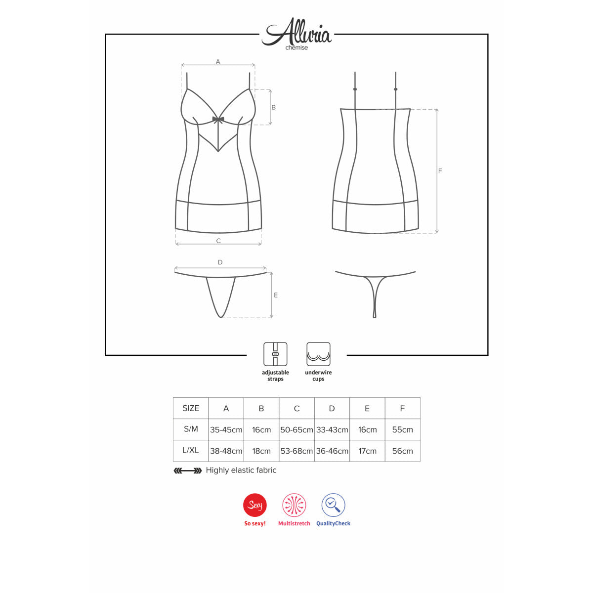 OB Alluria chemise & thong black