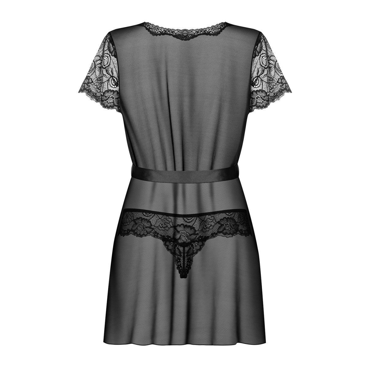 Obsessive Alluria Peignoir met string – zwart